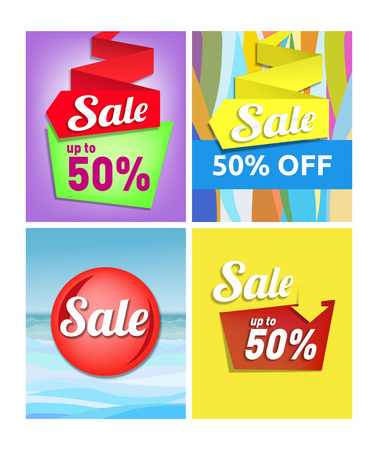 Color abstract sale poster set - vector illustrationのイラスト素材
