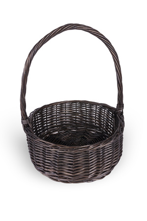 Dark wicker basket empty - isolated with pathの写真素材