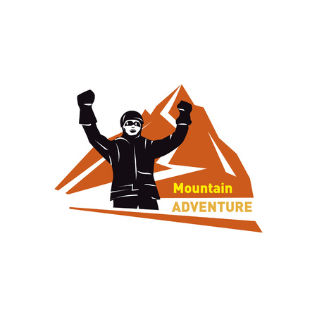 Mountain exploration vector emblem - outdoor activity symbolのイラスト素材