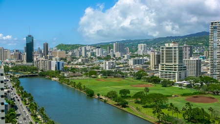 Tropical urban tourist city honolulu hawaiiの素材