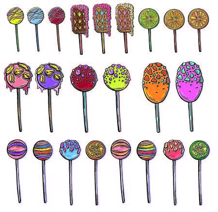 bright set of sweet candies and caramelのイラスト素材