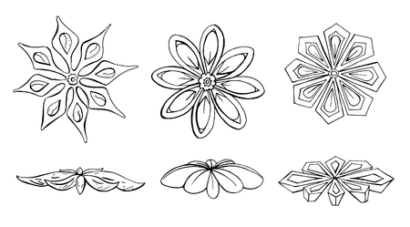 Black and white, vector graphic image of a badian seasoning, isolated on white background.のイラスト素材