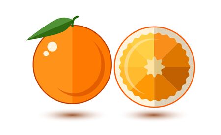 whole orange, cut orange, flat vectorのイラスト素材