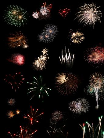 Many different kinds of salute are isolated on a black backgroundの写真素材