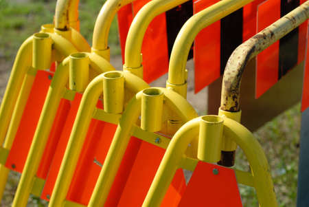 Detail of group of road barricades.の写真素材