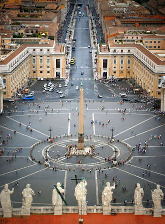 View of St. Peter's Square, as seen from the top of the Vatican, in Rome.の写真素材