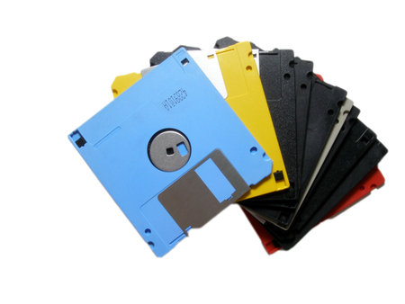 pile of computer diskettes