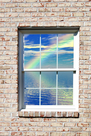 window view of the ocean after a stormの写真素材