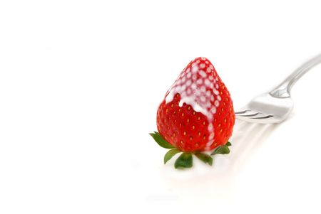 strawberry with splash of cremeの写真素材