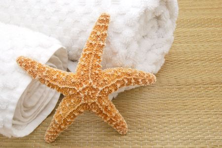 starfish and towelsの写真素材