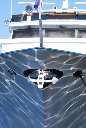 boat hull with reflectionの写真素材