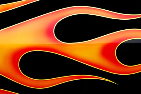 painted flames on carの写真素材