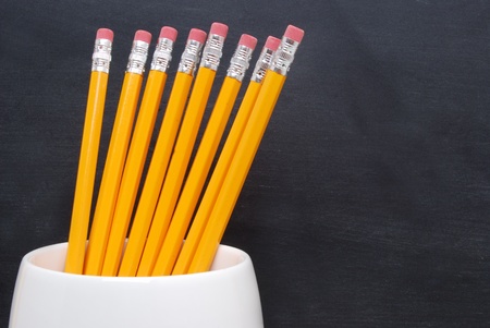 pencils and blackboardの写真素材