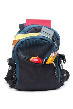 backpack with school suppliesの写真素材