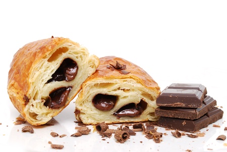 chocolate pastry white backgroundの写真素材