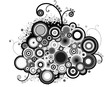 abstract black and white circlesのイラスト素材