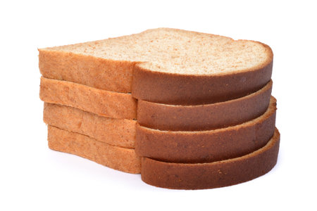 slices of wheat bread isolated white background
