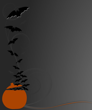 halloween deisgn with flying bats and pumpkinのイラスト素材
