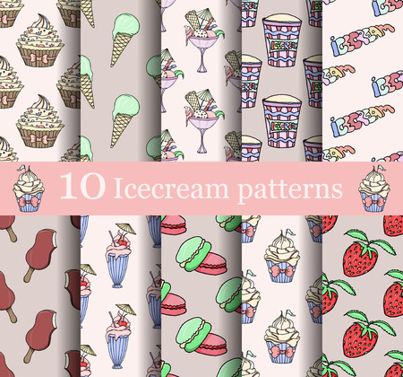 cake seamless pattern set can be used for wallpaper, website background, textile printingのイラスト素材