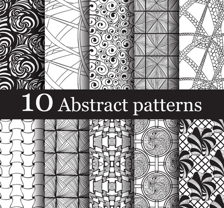 set of 10 seamless abstract patterns can be used for wallpaper, website background, textile printingのイラスト素材