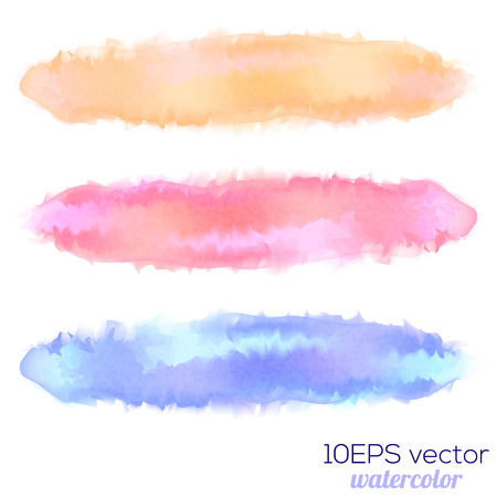 Set of three watercolor-like fully vector stains isolated on white background. Stain can be used for wallpaper, website background, wrapping paper and so on. Watercolor design.のイラスト素材