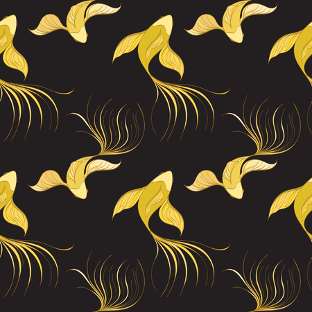 Koi seamless pattern can be used for wallpaper, website background, textile printing. Vector illustration of Chinese fish. Marine and nautical backgrounds. Sea theme. Summer collection.のイラスト素材