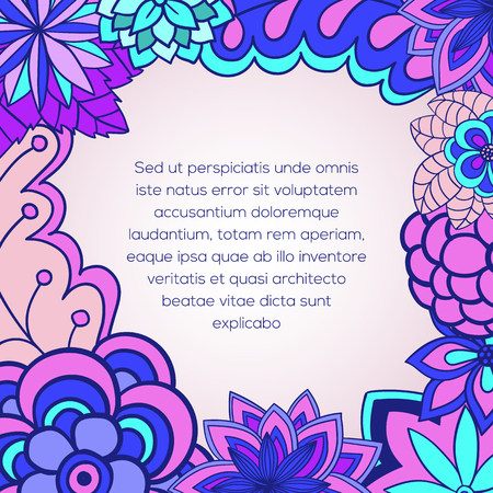 Floral card can be used for holiday cards, shop invitation, postcard or website banner. Flower natural bright invitation. Summer design. Flower concept.のイラスト素材