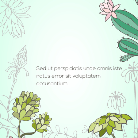 Cactus invitation card can be used for holiday cards, wedding invitation, postcard or website. Cactus vector invitation banner. Floral design. Art concept.のイラスト素材