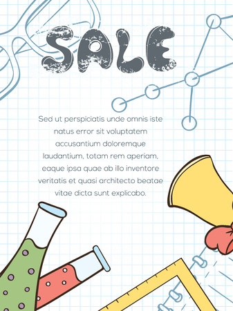 Back to school invitation card can be used for holiday cards, shop invitation, postcard or website banner.のイラスト素材