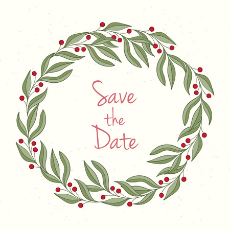 Hand drawn invitation card.  illustration of retro wreath on light background can be used for invitation, banner template, card, flyer, sale, website, menu, coverのイラスト素材