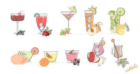 Set of popular alcohol cocktail.のイラスト素材