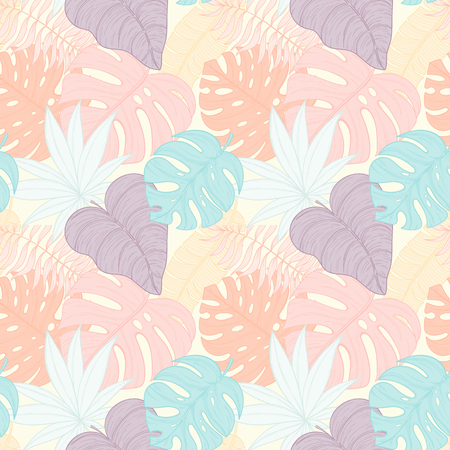Seamless tropical palm leaves patternのイラスト素材
