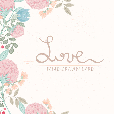 Retro card of spring elements on light backgroundのイラスト素材