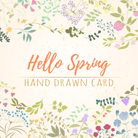 Herb hand drawn cardのイラスト素材