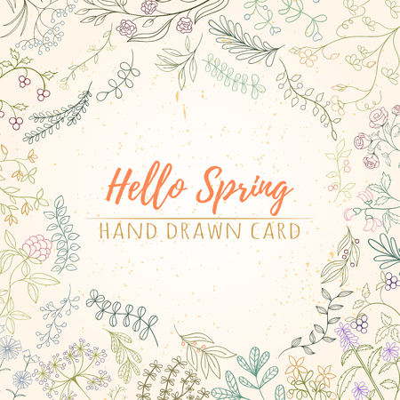 Herb hand drawn cardのイラスト素材