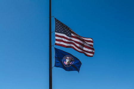 The flag of the United States and the state of Utah. High-quality photo