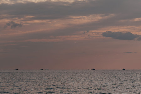 Beautiful sunset on the beach and sea - Vintage Filter. High quality photo