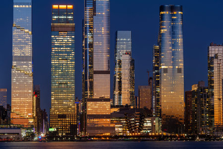 Midtown Manhattan and Hudson Yards skyscrapers panorama at dusk, New York. High quality photoの写真素材