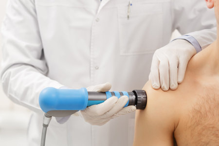 Extracorporeal Shockwave Therapy ESWT.Effective non-surgical treatment.Physical therapy for shoulder...