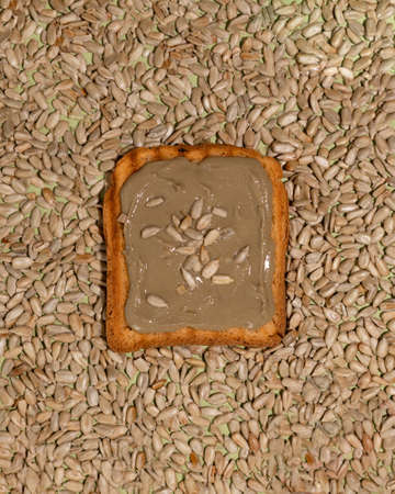 Toasted Bread Spread Organic Sunflower butter. A delicious, creamy and salty treat. Hypoallergenic alternative to peanut butter.の写真素材