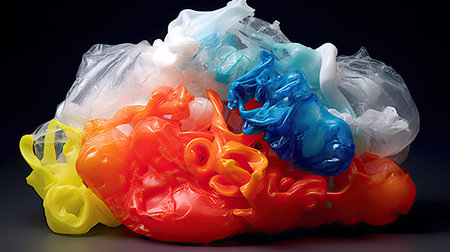 An abstract sculpture made from discarded plastic containers, highlighting the importance of...
