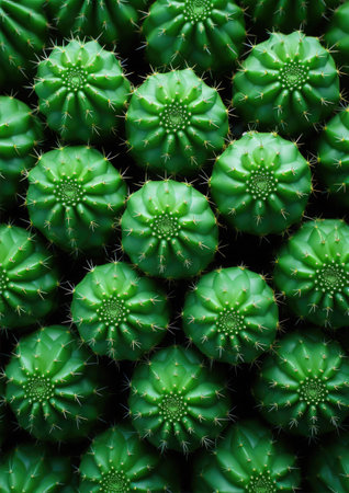 Beautiful cactus pattern. Tropical floral background. Summer succulent motifの素材