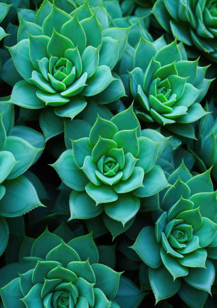 Beautiful cactus pattern. Tropical floral background. Summer succulent motifの素材