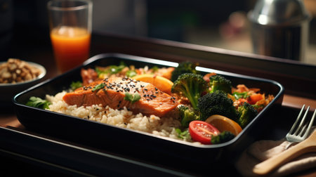 stainless steel bento box for lunch food. Asian style.の素材