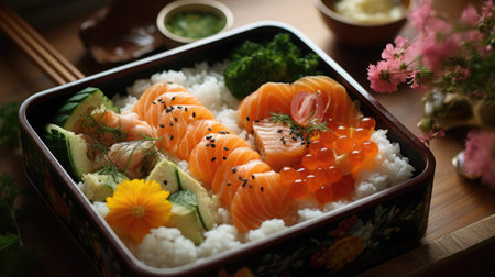 stainless steel bento box for lunch food. Asian style.の素材