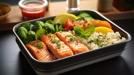 stainless steel bento box for lunch food. Asian style.の素材