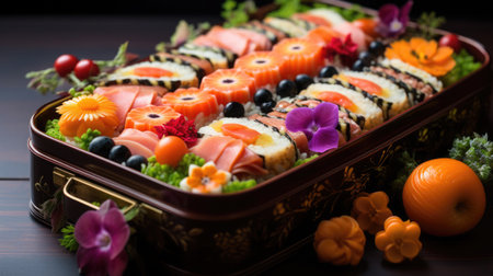 stainless steel bento box for lunch food. Asian style.の素材