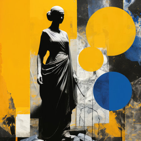 abstract art nouveau collage with marble goddess aphrodite.の素材