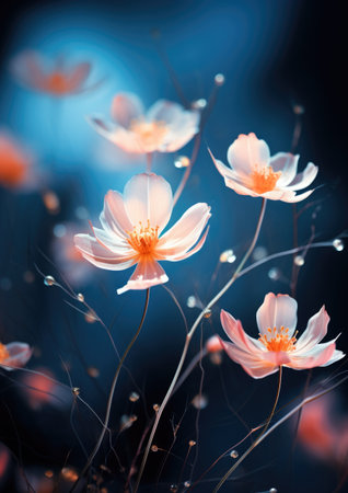 Blurred of flowers with bokeh soft blur in the pastel vintage retro tone for background. Valentine or wedding invitation card, romance soft grass flowers field sweet natureの素材