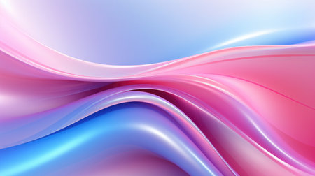 Abstract liquid iridescent holographic neon curved plastic wave in motion colorful gradient pastel light retro yellow, pink, blue background.の素材